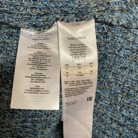 Men's Armani Exchange Blue Cotton Cardigan Sweater, Small, Buttons w/Pockets - Picture 4 of 5